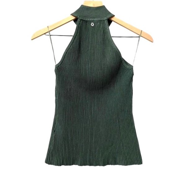 NWT GUESS Ribbed Shayna Ottoman Halter Mock Neck Sleeveless Tank Sweater Small - Picture 4 of 15